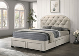 Marianna Tufted Velvet Storage Bed with 4 Drawers - Cream with Nailhead Trim, Full to Eastern King – view 2