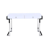 White Lacquer 2-Drawer Writing Desk Silver - detail view