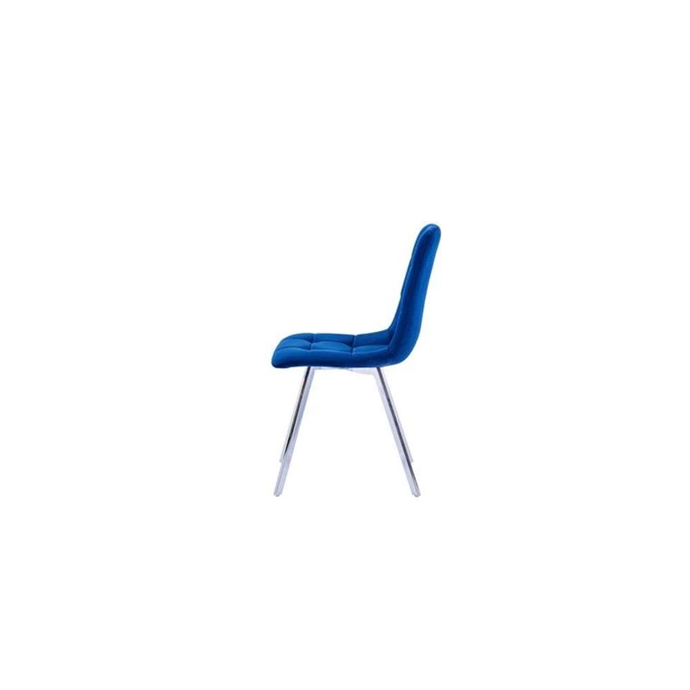 Huey Blue Velvet Fabric Side Chairs in Silver - detail view