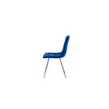 Huey Blue Velvet Fabric Side Chairs in Silver - detail view