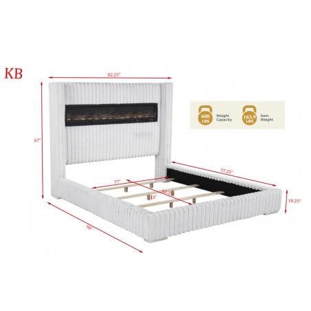 Uphoria California King Velvet Bed with Fireplace