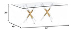 Dalton Rectangular Glass Gold Dining Table - side view