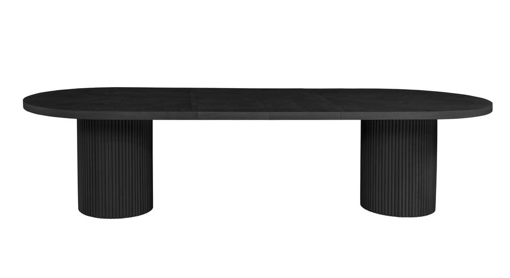 Dobby 90"-123" Extendable Oval Wooden Dining Table in Black - angle view