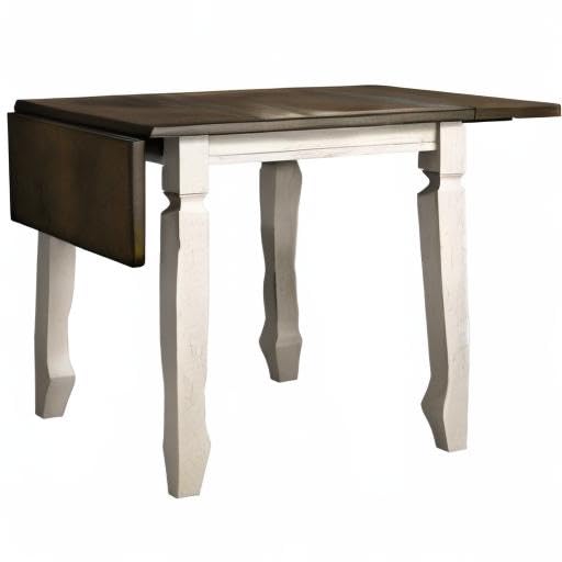 Belle Rectangular Solid Wood Drop Leaf Table in Oak Cream - detail view