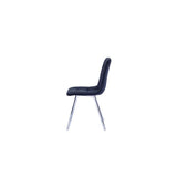 Huey Black Velvet Fabric Side Chairs in Silver - detail view