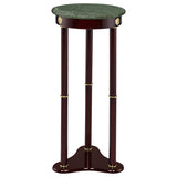 Edie Round Green Marble Top Plant Stand - Traditional Merlot Pedestal with Gold-Tone Accents – view 3