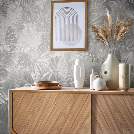 Galerie Eden Metallic Jungle Leaves Wallpaper