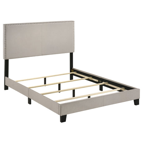 Boyd Upholstered Panel Bed with Chrome Nailhead Trim - Full