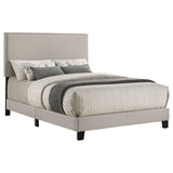 Boyd Upholstered Panel Bed with Chrome Nailhead Trim - Ivory Fabric & Black Legs, Twin to California King – view 12
