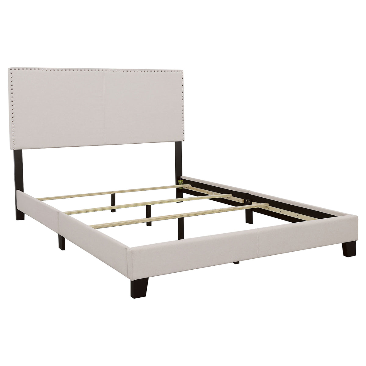 Boyd Upholstered Panel Bed with Chrome Nailhead Trim - Eastern King