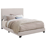 Boyd Upholstered Panel Bed with Chrome Nailhead Trim - Ivory Fabric & Black Legs, Twin to California King – view 20
