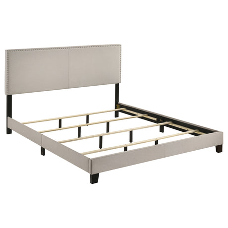 Boyd Upholstered Panel Bed with Chrome Nailhead Trim - California King