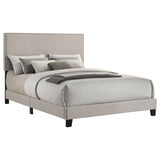 Boyd Upholstered Panel Bed with Chrome Nailhead Trim - Ivory Fabric & Black Legs, Twin to California King – view 16