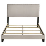 Boyd Upholstered Panel Bed with Chrome Nailhead Trim - Ivory Fabric & Black Legs, Twin to California King – view 17