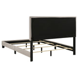 Boyd Upholstered Panel Bed with Chrome Nailhead Trim - Ivory Fabric & Black Legs, Twin to California King – view 18