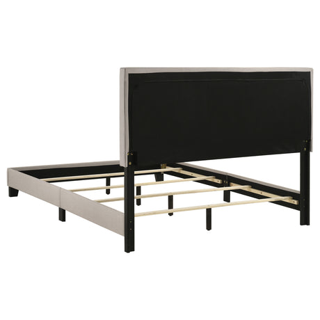 Boyd Upholstered Panel Bed with Chrome Nailhead Trim - Ivory Fabric & Black Legs, Twin to California King – view 18