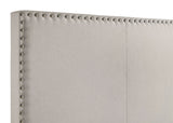 Boyd Upholstered Panel Bed with Chrome Nailhead Trim - Ivory Fabric & Black Legs, Twin to California King – view 11