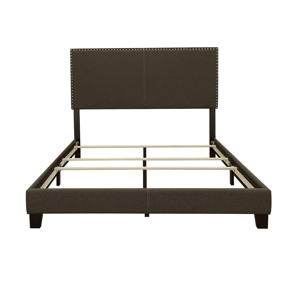 Boyd Upholstered Panel Bed with Chrome Nailhead Trim - Charcoal Fabric & Black Legs, Twin to California King – view 12