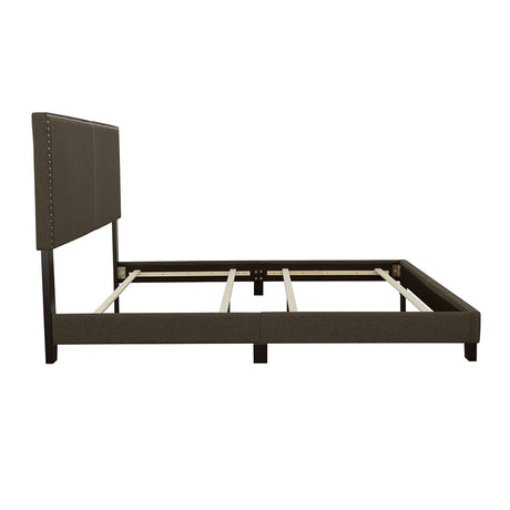 Boyd Upholstered Panel Bed with Chrome Nailhead Trim - Charcoal Fabric & Black Legs, Twin to California King – view 14