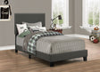 Boyd Upholstered Panel Bed with Chrome Nailhead Trim - Charcoal Fabric & Black Legs, Twin to California King – view 1