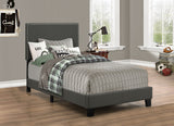 Boyd Upholstered Panel Bed with Chrome Nailhead Trim - Charcoal Fabric & Black Legs, Twin to California King – view 1