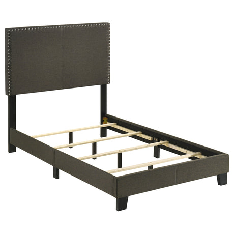 Boyd Upholstered Panel Bed with Chrome Nailhead Trim - Twin
