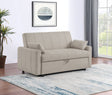 Portland Channel-Tufted Boucle Sleeper Sofa Bed with Bolsters - Latte, Pull-Out Sleeping Surface – view 1