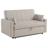Portland Channel-Tufted Boucle Sleeper Sofa Bed with Bolsters