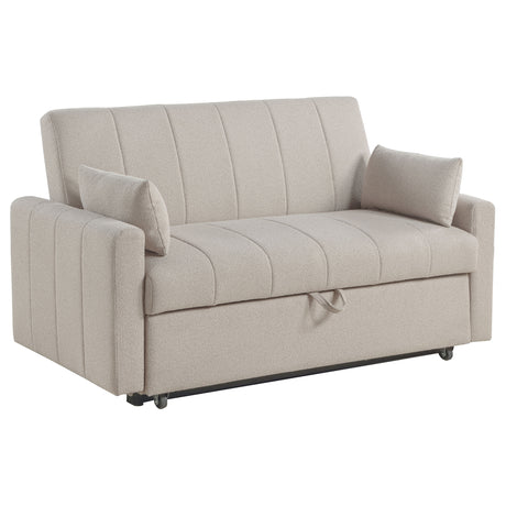 Portland Channel-Tufted Boucle Sleeper Sofa Bed with Bolsters