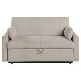 Portland Channel-Tufted Boucle Sleeper Sofa Bed with Bolsters - Latte, Pull-Out Sleeping Surface – view 7