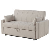 Portland Channel-Tufted Boucle Sleeper Sofa Bed with Bolsters - Latte, Pull-Out Sleeping Surface – view 8