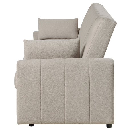 Portland Channel-Tufted Boucle Sleeper Sofa Bed with Bolsters - Latte, Pull-Out Sleeping Surface – view 9