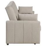 Portland Channel-Tufted Boucle Sleeper Sofa Bed with Bolsters - Latte, Pull-Out Sleeping Surface – view 12
