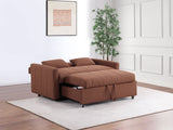 Portland Channel-Tufted Boucle Sleeper Sofa Bed - Pull-Out Design with Bolster Pillows in Copper – view 4