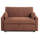 Portland Channel-Tufted Boucle Sleeper Sofa Bed - Pull-Out Design with Bolster Pillows in Copper – view 7