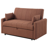 Portland Channel-Tufted Boucle Sleeper Sofa Bed - Pull-Out Design with Bolster Pillows in Copper – view 8