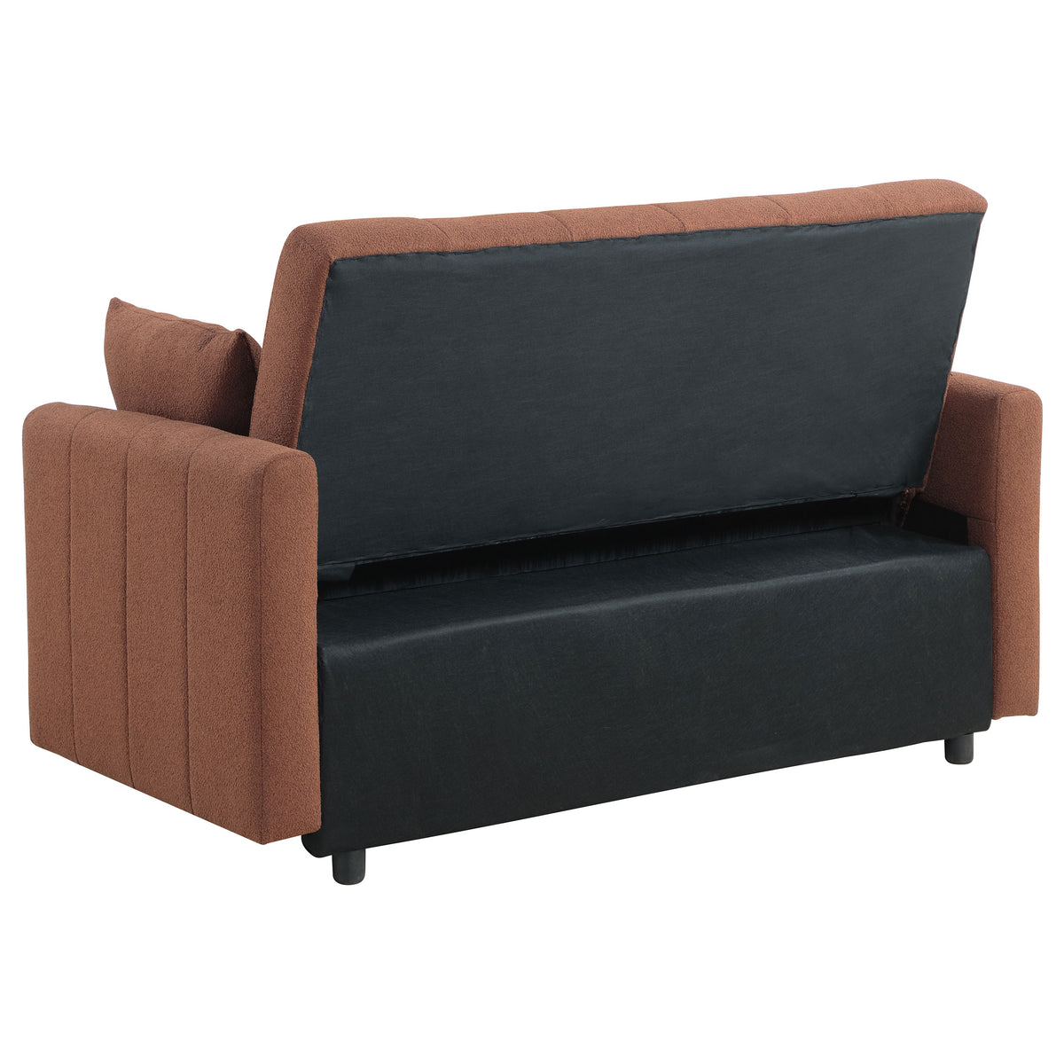 Portland Channel-Tufted Boucle Sleeper Sofa Bed - Pull-Out Design with Bolster Pillows in Copper – view 10