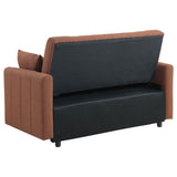 Portland Channel-Tufted Boucle Sleeper Sofa Bed - Pull-Out Design with Bolster Pillows in Copper – view 10