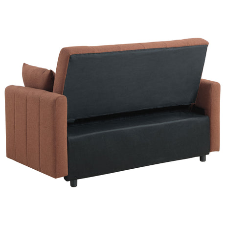 Portland Channel-Tufted Boucle Sleeper Sofa Bed - Pull-Out Design with Bolster Pillows in Copper – view 10