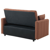 Portland Channel-Tufted Boucle Sleeper Sofa Bed - Pull-Out Design with Bolster Pillows in Copper – view 11