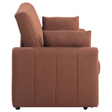 Portland Channel-Tufted Boucle Sleeper Sofa Bed - Pull-Out Design with Bolster Pillows in Copper – view 12