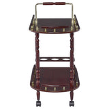 Palmer 2-Tier Bar Cart with 3-Bottle Wine Rack - Traditional Merlot with Brass-Finish Accents – view 3