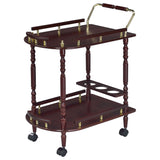 Palmer 2-Tier Bar Cart with 3-Bottle Wine Rack - Traditional Merlot with Brass-Finish Accents – view 4