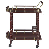 Palmer 2-Tier Bar Cart with 3-Bottle Wine Rack - Traditional Merlot with Brass-Finish Accents – view 5