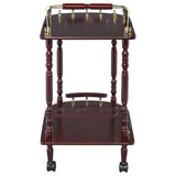 Palmer 2-Tier Bar Cart with 3-Bottle Wine Rack - Traditional Merlot with Brass-Finish Accents – view 6