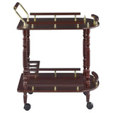 Palmer 2-Tier Bar Cart with 3-Bottle Wine Rack - Traditional Merlot with Brass-Finish Accents – view 7
