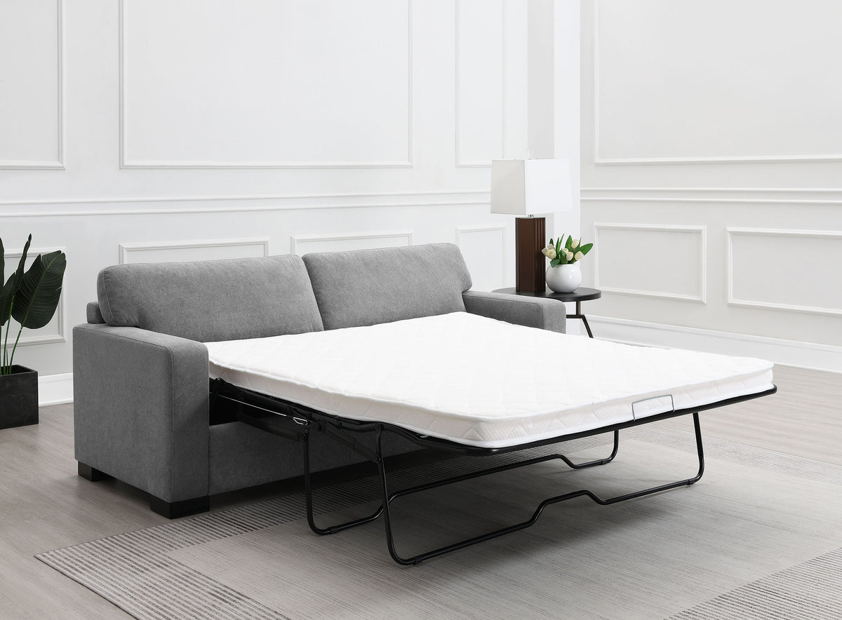 Simpson Track Arm Sleeper Sofa with Queen Mattress - Light Grey Fabric with Pocket Coil Seating – view 3
