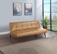 Jenson Armless Convertible Sofa Bed - Biscuit-Tufted Faux Leather in Saddle Brown or Dark Coffee – view 1
