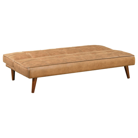 Jenson Armless Convertible Sofa Bed - Biscuit-Tufted Faux Leather in Saddle Brown or Dark Coffee – view 6