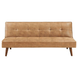 Jenson Armless Convertible Sofa Bed - Biscuit-Tufted Faux Leather in Saddle Brown or Dark Coffee – view 7